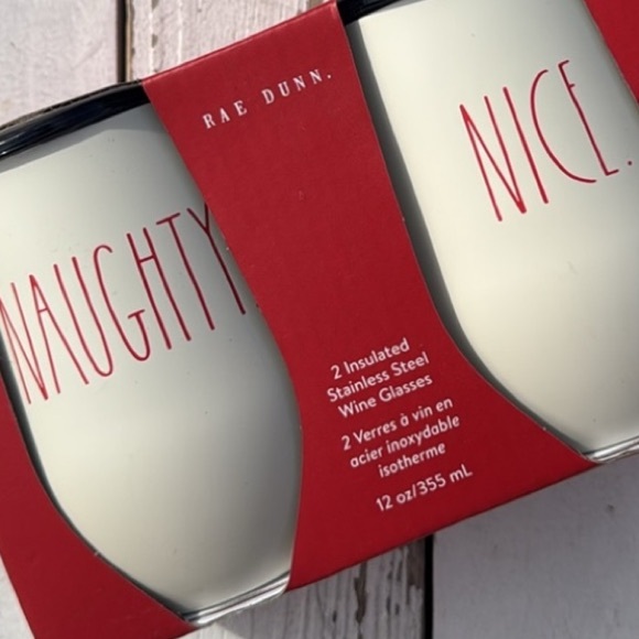 Rae Dunn Two Insulated Wine Glasses and Sign NWT - Picture 5 of 5